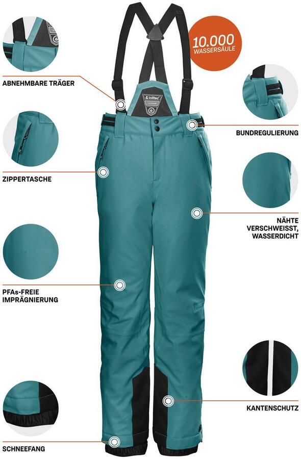 Killtec Skibroek KSW 77 GRLS SKI PNTS waterdicht ademend afneembare bretels verstevigde zijband - Foto 2