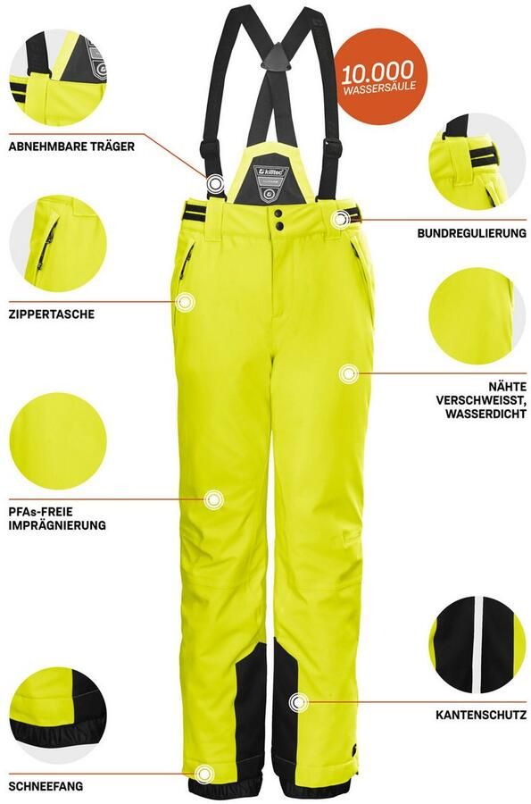 Killtec Skibroek KSW 77 GRLS SKI PNTS waterdicht ademend afneembare bretels verstevigde zijband