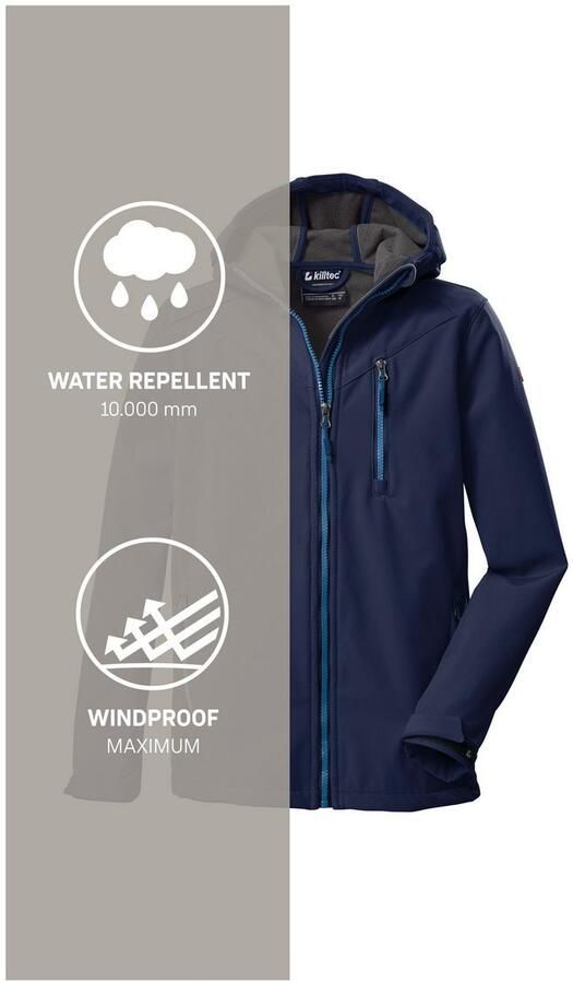Killtec Softshell-jack Boys softshell-jack Waterafstotende softshell jas met capuchon fleece - Foto 5