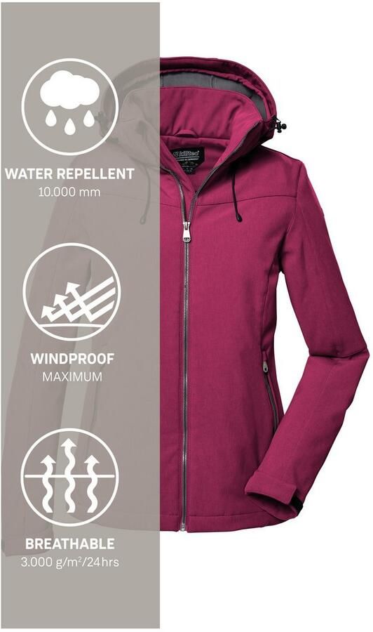 Killtec Softshell-jack Dames softshelljas Waterafstotende winddichte softshelljack met afneembare capuchon - Foto 8