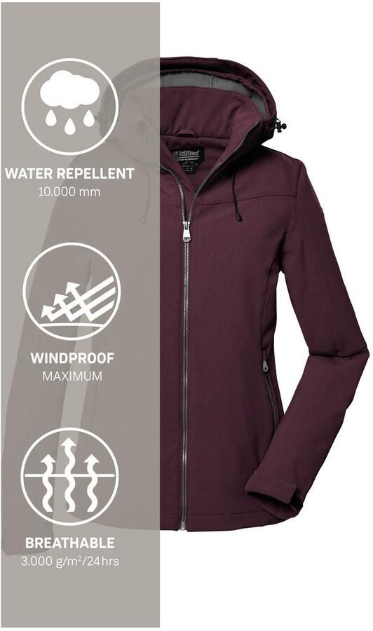 Killtec Softshell-jack Dames softshelljas Waterafstotende winddichte softshelljack met afneembare capuchon - Foto 6