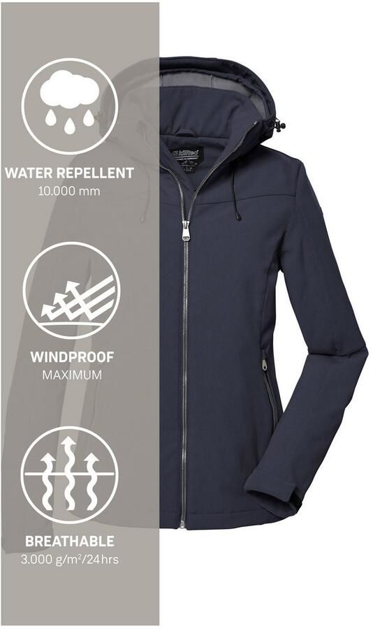 Killtec Softshell-jack Dames softshelljas Waterafstotende winddichte softshelljack met afneembare capuchon - Foto 8