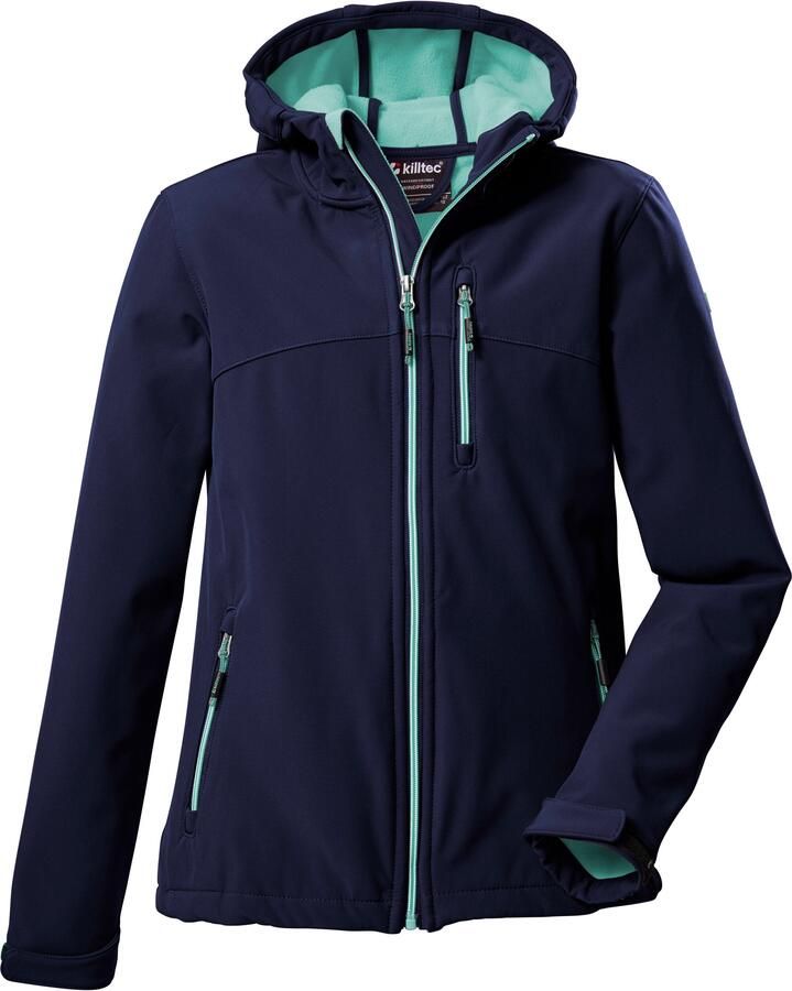 Killtec Softshell-jack Girls softshell-jack Waterafstotend verstelbare capuchon en mouwen fleece binnenvoering
