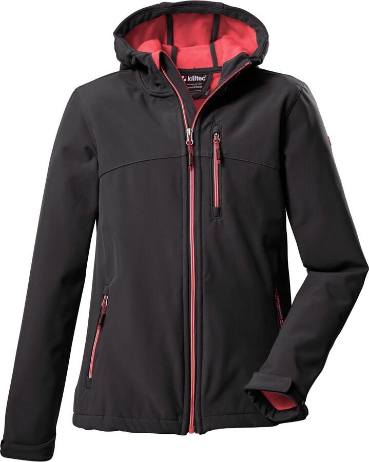 Killtec Softshell-jack Girls softshell-jack Waterafstotend verstelbare capuchon en mouwen fleece binnenvoering