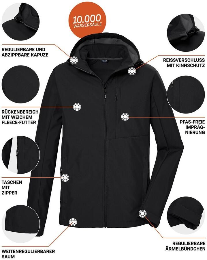 Killtec Softshell-jack KOS 103 MN SFTSHLL JCKT Ade d wind- en waterafstotend softshelljack