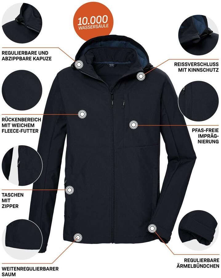 Killtec Softshell-jack KOS 103 MN SFTSHLL JCKT Ade d wind- en waterafstotende softshelljack PFAS-vrij