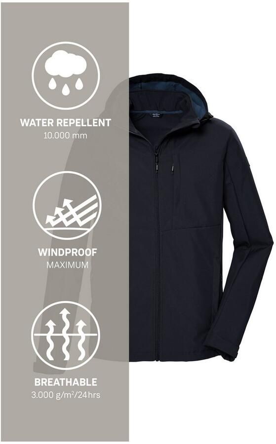 Killtec Softshell-jack KOS 103 MN SFTSHLL JCKT Ade d wind- en waterafstotende softshelljack PFAS-vrij - Foto 5