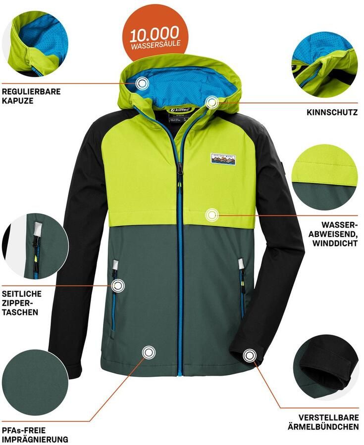 Killtec Softshell-jack KOS 137 BYS SFTSHLL JCKT kids softshelljas: wind- en waterafstotend