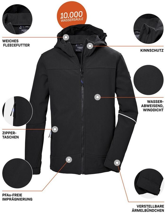 Killtec Softshell-jack KOS 143 BYS SFTSHLL JCKT Wind- en waterafstotend ade d kinderjack - Foto 2