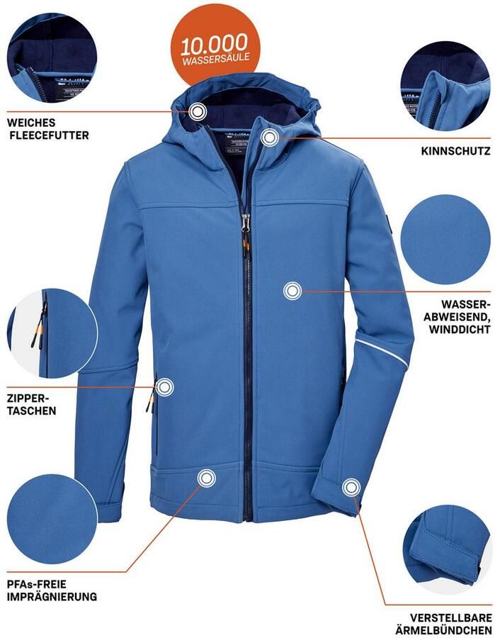 Killtec Softshell-jack KOS 143 BYS SFTSHLL JCKT Wind- en waterafstotende ade de PFAS-vrije kinderjas - Foto 2