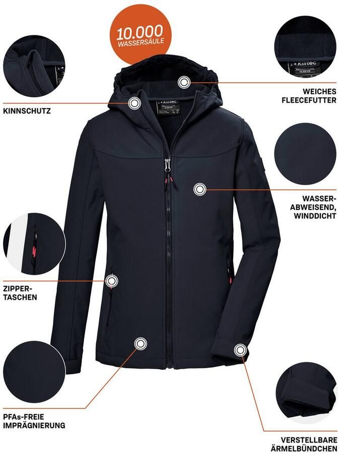 Killtec Softshell-jack KOS 145 GRLS SFTSHLL JCKT Wind- en waterafstotende meisjesjas ademend mesh-inzet - Foto 2