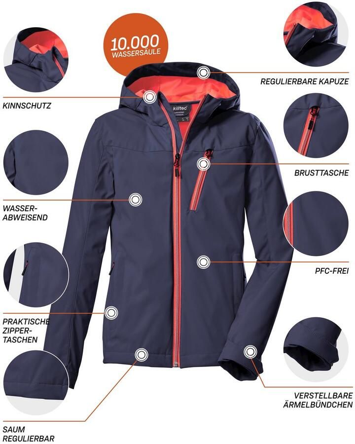 Killtec Softshell-jack KOS 235 GRLS SFTSHLL JCKT Wind- en waterafstotende kinder-softshelljas 10.000 mm waterkolom