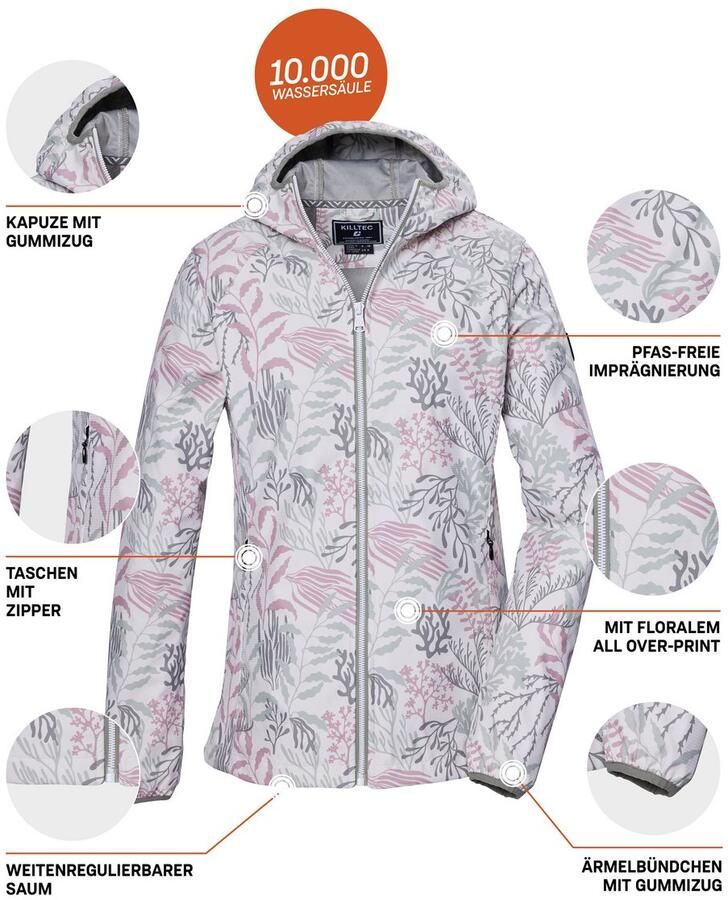 Killtec Softshell-jack KOS 56 WMN SFTSHLL JCKT Waterafstotende winddichte softshelljack met bloemprint