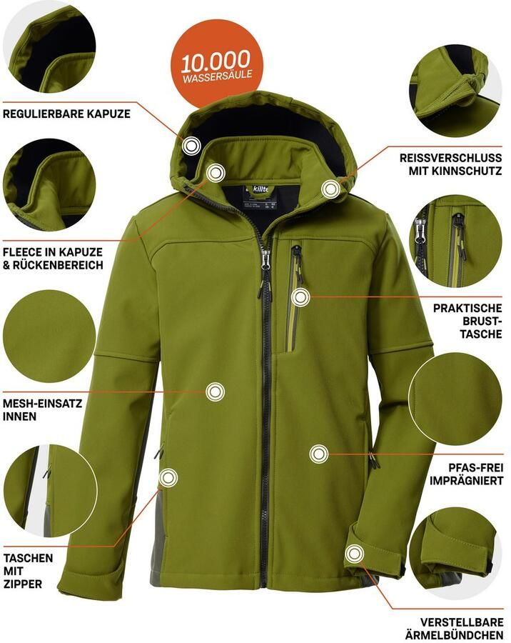 Killtec Softshell-jack KOW 226 BYS SFTSHLL JCKT Wind- en waterafstotende kinder-softshell jas fleece reflectoren - Foto 2