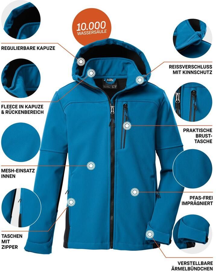 Killtec Softshell-jack KOW 226 BYS SFTSHLL JCKT Wind- en waterafstotende kinder-softshell jas fleece reflectoren - Foto 2