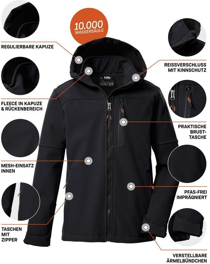 Killtec Softshell-jack KOW 226 BYS SFTSHLL JCKT Wind- en waterafstotende kinder-softshell jas fleece reflectoren - Foto 2