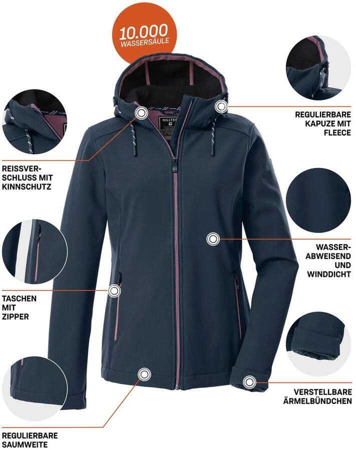 Killtec Softshell-jack KOW 8 WMN SFTSHLL JCKT Dames Softshelljas: water- en windafstotend ademend