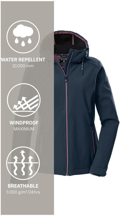 Killtec Softshell-jack KOW 8 WMN SFTSHLL JCKT Dames Softshelljas: water- en windafstotend ademend - Foto 5