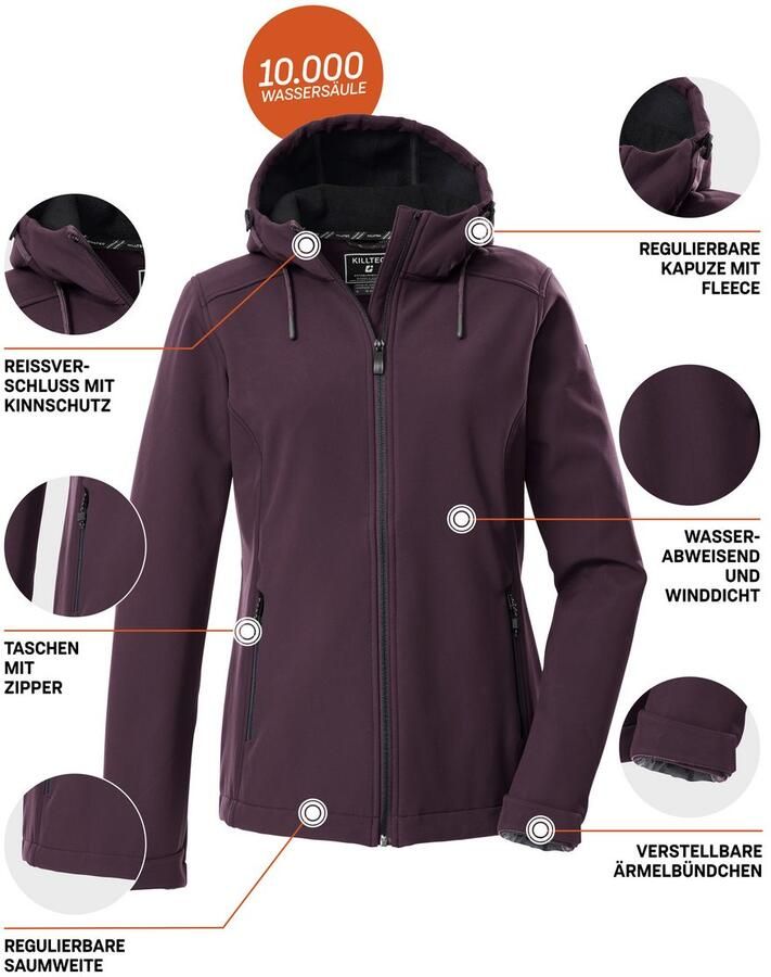 Killtec Softshell-jack KOW 8 WMN SFTSHLL JCKT Dames Softshelljas: water- en windafstotend ademend