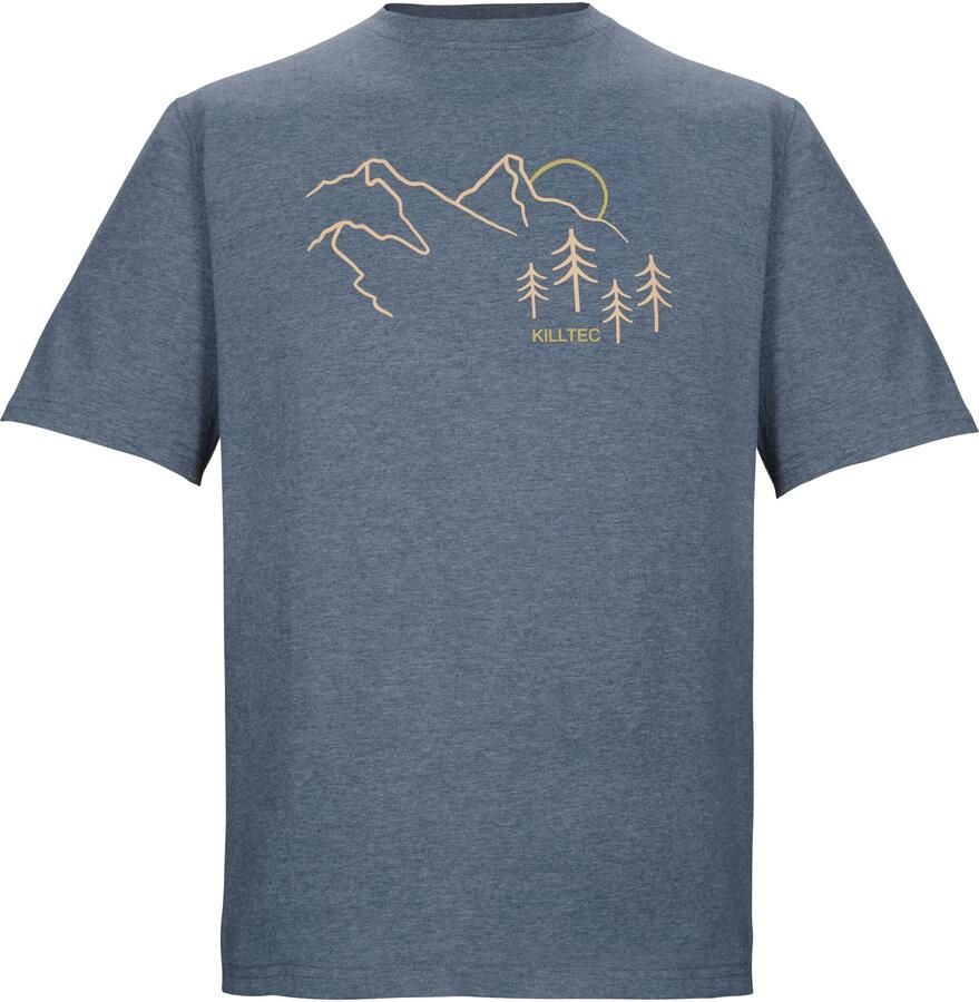 Killtec T-shirt KOS 78 MN TSHRT Heren t-shirt van melange-look bergprint veelzijdig.