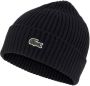 Lacoste Zwarte Geribbelde Handschoenen met Omgeslagen chet Black - Thumbnail 1