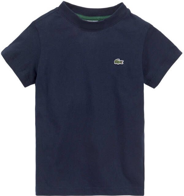 Lacoste T-shirt met logo donkerblauw Jongens Biologisch katoen Ronde hals 176