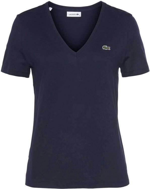Lacoste T-shirt dames-T-shirt met een V-hals met logopatch op borsthoogte (1-delig)