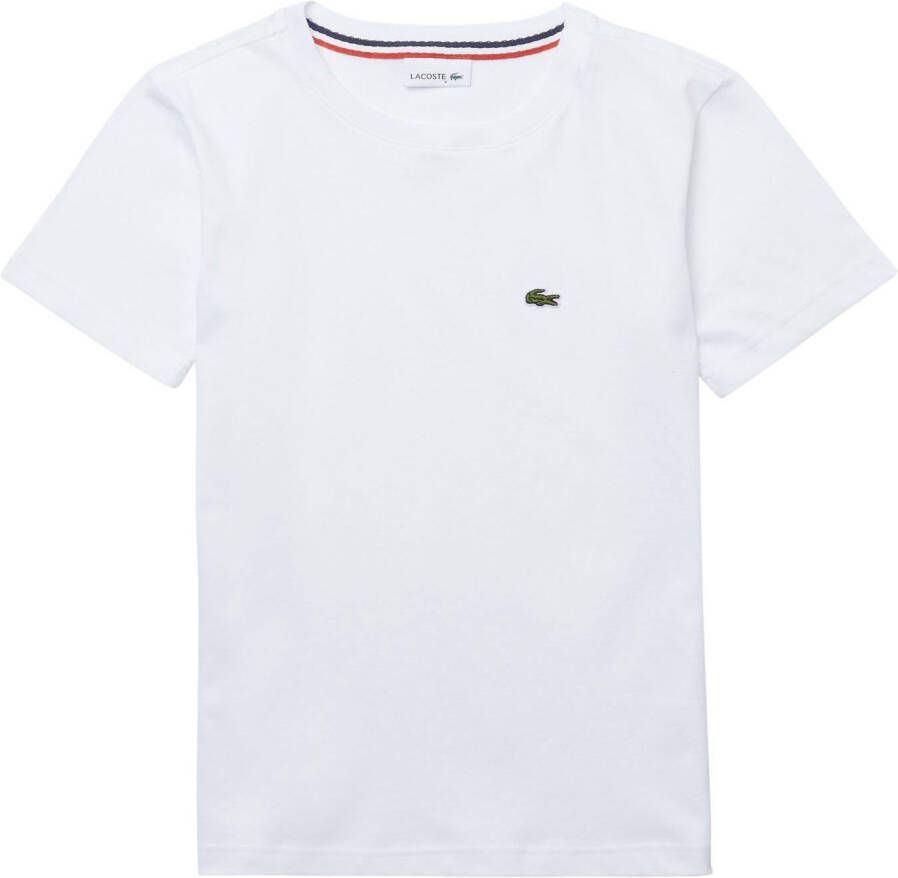 Lacoste T-shirt met logo 001 white Wit Jongens Katoen Ronde hals Logo 164