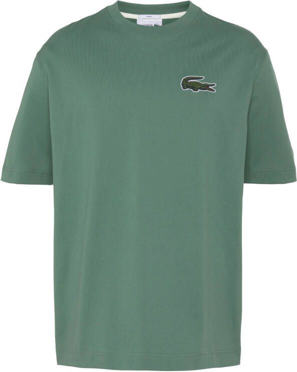 Lacoste Groene Loose Fit Geborduurde Croco Tee Green Heren