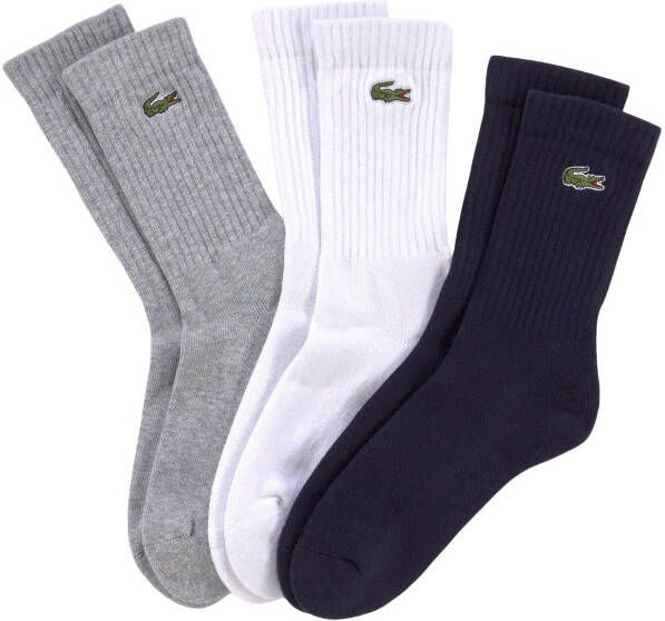 Lacoste Drie paar sokken met geborduurd logo Wit