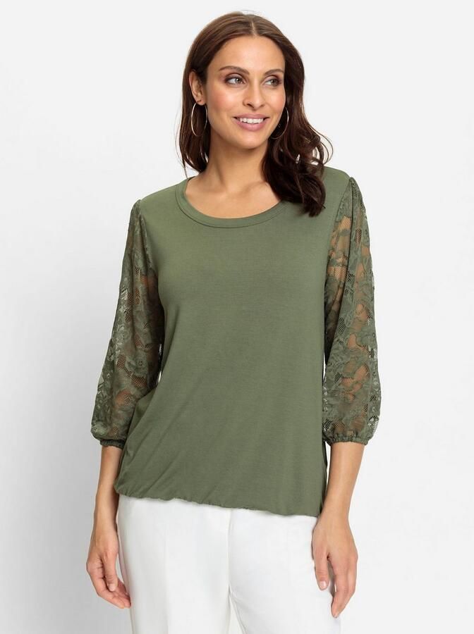 Lady Shirt met 3 4 mouwen Kanten shirt (1-delig)