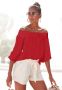Lascana Blouse met carmenhals in een lichte gekreukte crinkle look damesblouse off-the-shoulder - Thumbnail 2