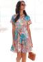 Lascana Gedessineerde jurk gemaakt van crêpe viscose kleurrijke zomerjurk strandjurk - Thumbnail 1