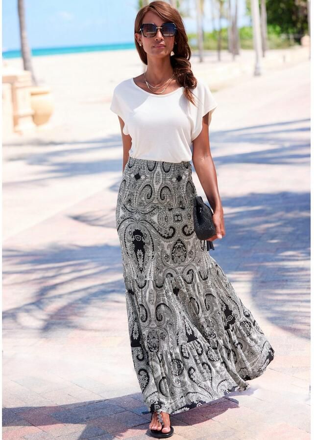 Lascana 2-in-1-jurk als rok of jurk te dragen zomerjurk met alloverprint maxirok