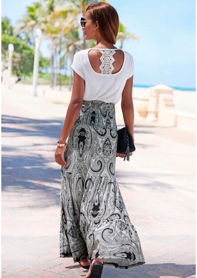 Lascana Shirt met korte mouwen met kantdetail op de rug comfortabel t-shirt van jersey - Foto 2