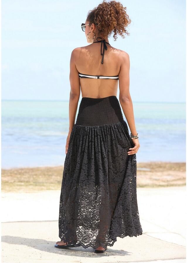 Lascana 2-in-1-jurk van gebloemd kant zomerjurk of maxirok elastisch