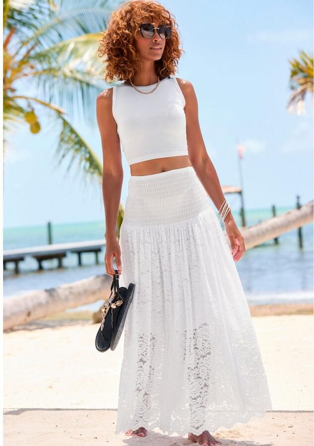 Lascana 2-in-1-jurk van gebloemd kant zomerjurk of maxirok elastisch - Foto 8