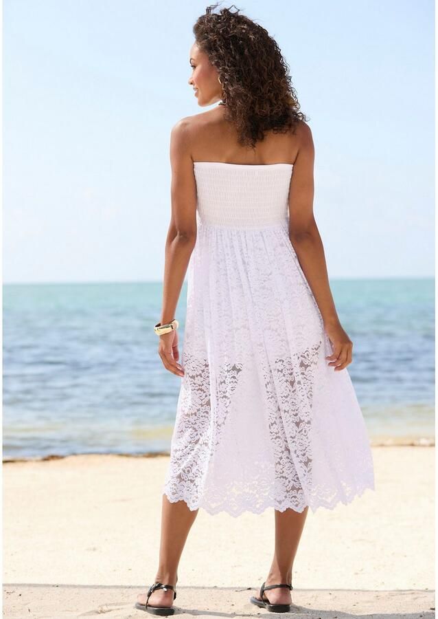 Lascana 2-in-1-jurk van gebloemd kant zomerjurk of maxirok elastisch