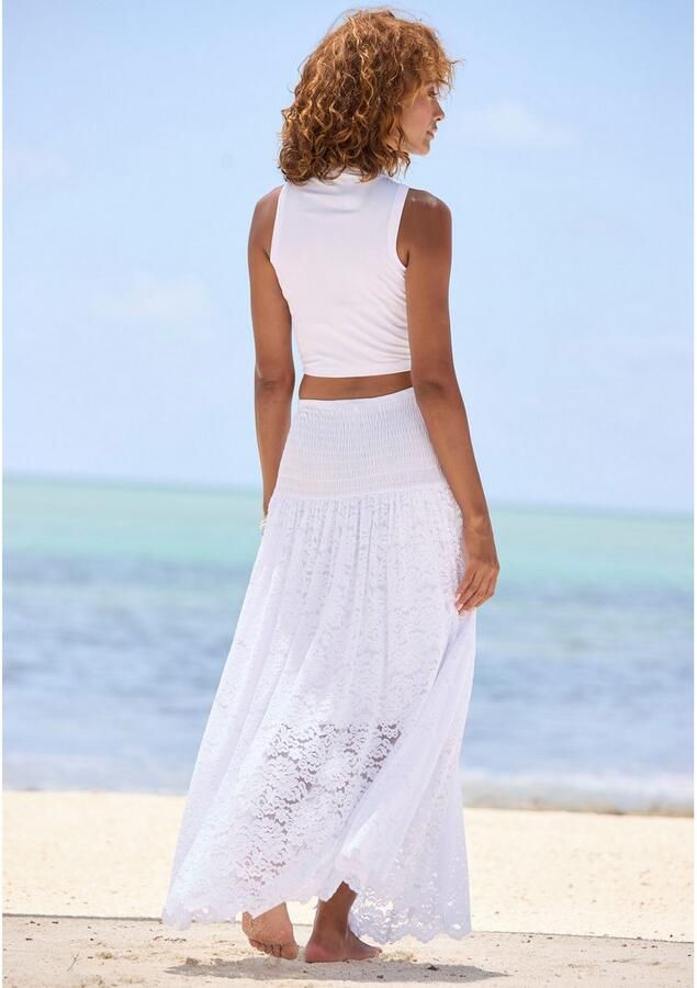 Lascana 2-in-1-jurk van gebloemd kant zomerjurk of maxirok elastisch - Foto 3