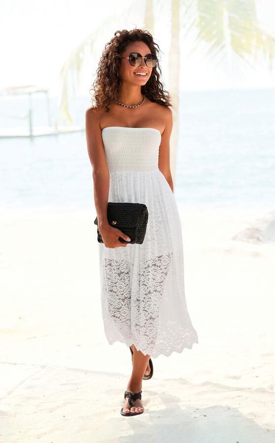 Lascana 2-in-1-jurk van gebloemd kant zomerjurk of maxirok elastisch - Foto 5