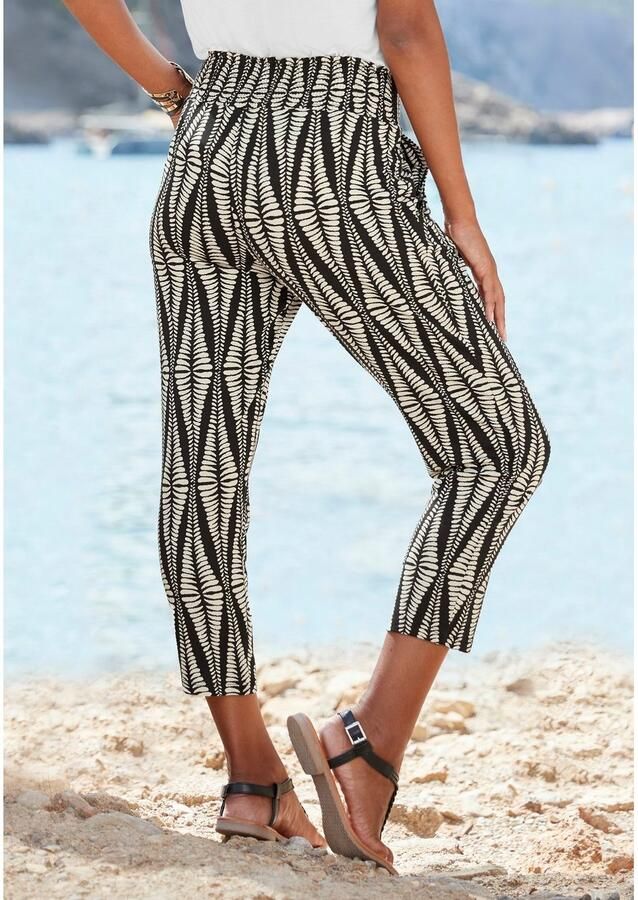 Lascana 7 8-broek met brede tailleband en all-over print lichtgewicht jersey broek zomerbroek - Foto 2
