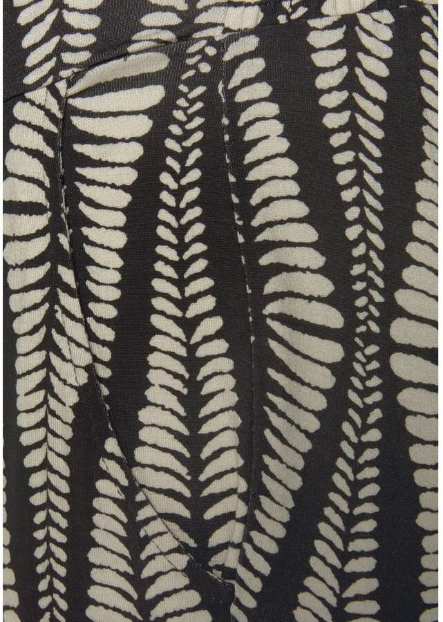 Lascana 7 8-broek met brede tailleband en all-over print lichtgewicht jersey broek zomerbroek