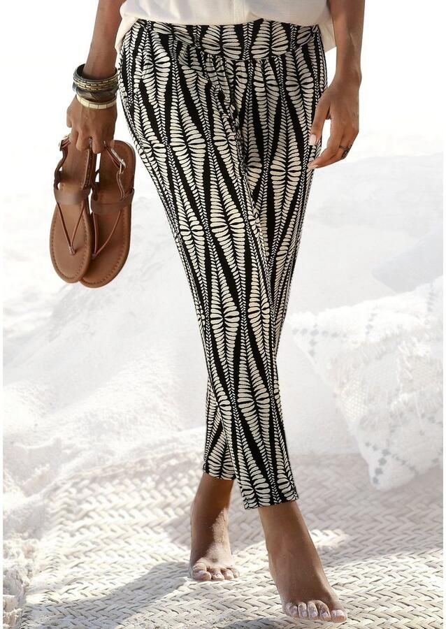 Lascana 7 8-broek met brede tailleband en all-over print lichtgewicht jersey broek zomerbroek - Foto 3