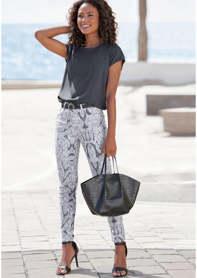 Lascana 7 8-jegging met alloverprint smalle pasvorm super-stretch kwaliteit - Foto 2