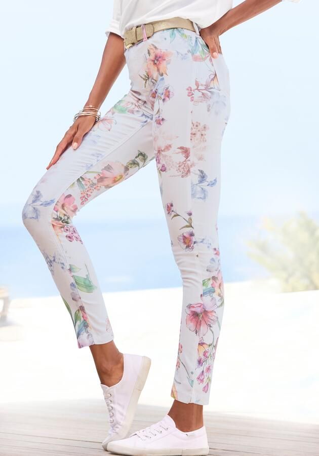 Lascana 7 8-jegging met bloemenprint skinny jeans van elastische katoenmix - Foto 7