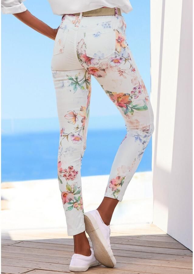 Lascana 7 8-jegging met bloemenprint skinny jeans van elastische katoenmix - Foto 3