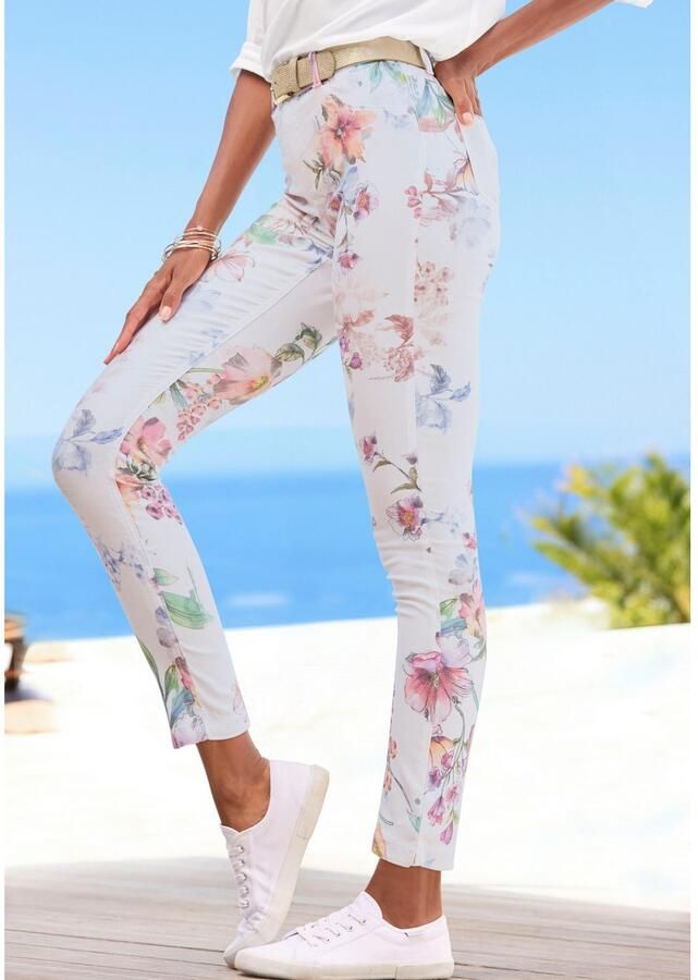 Lascana 7 8-jegging met bloemenprint skinny jeans van elastische katoenmix - Foto 2
