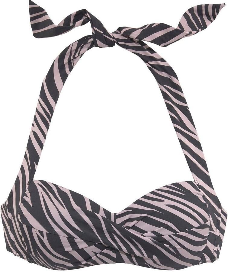 Lascana voorgevormde halter bikinitop zwart grijs - Foto 2