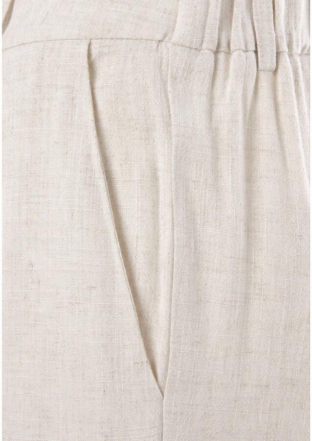 Lascana Bandplooibroek met zakken en knoopdetail wijd been linnenbroek zomershort