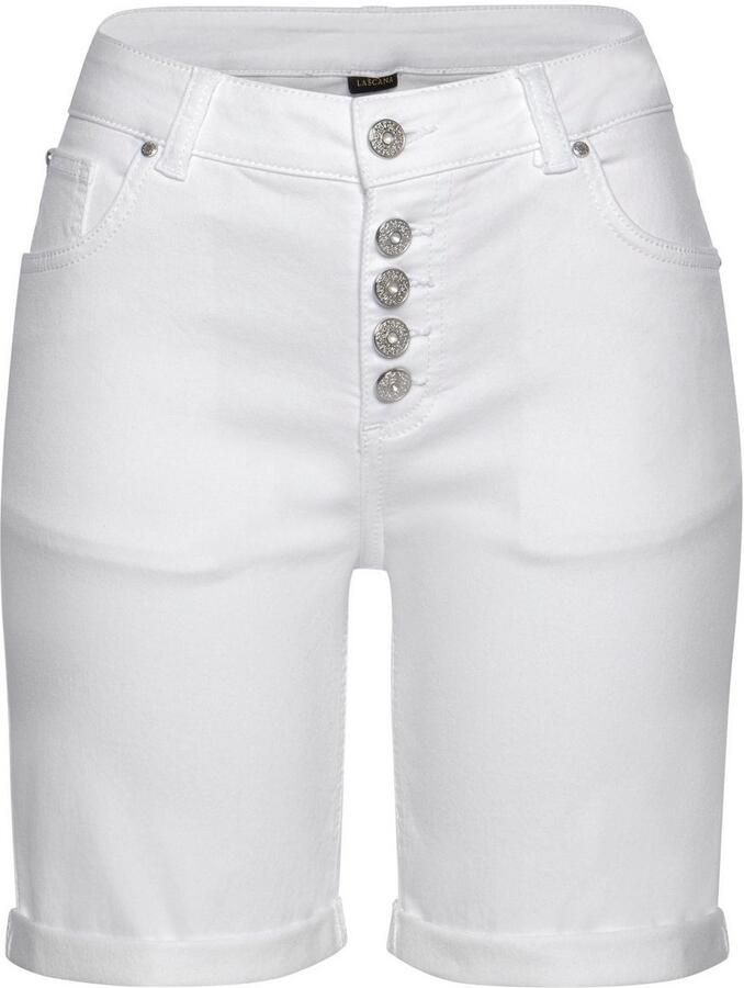 Lascana Bermuda met knoopsluiting katoen stretchstof korte broek